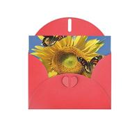Blank Greetings Card 4'' X 6'' With Envelopes, Butterflys On The Sunflowers Thank You Cards Note Cards Red All Occasion Cards For Christmas Holidays Birthday Graduation Anniversaries