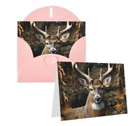 Blank Greetings Card 4'' X 6'' With Envelopes, Camouflage Deer Thank You Cards Note Cards Pink All Occasion Cards For Christmas Holidays Birthday Graduation Anniversaries