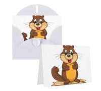 Blank Greetings Card 4'' X 6'' With Envelopes, Cartoon Animated Beaver Thank You Cards Note Cards White All Occasion Cards For Christmas Holidays Birthday Graduation Anniversaries