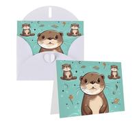 Blank Greetings Card 4'' X 6'' With Envelopes, Cartoon Cute Otter Thank You Cards Note Cards White All Occasion Cards For Christmas Holidays Birthday Graduation Anniversaries