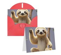 Blank Greetings Card 4'' X 6'' With Envelopes, Cartoon Sloth Thank You Cards Note Cards Red All Occasion Cards For Christmas Holidays Birthday Graduation Anniversaries