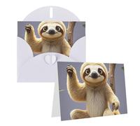 Blank Greetings Card 4'' X 6'' With Envelopes, Cartoon Sloth Thank You Cards Note Cards White All Occasion Cards For Christmas Holidays Birthday Graduation Anniversaries