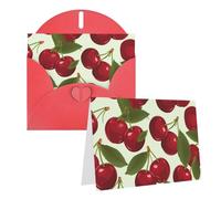 Blank Greetings Card 4'' X 6'' With Envelopes, Cherry Fruit Thank You Cards Note Cards Red All Occasion Cards For Christmas Holidays Birthday Graduation Anniversaries