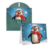 Blank Greetings Card 4'' X 6'' With Envelopes, Christmas Funny Penguin Thank You Cards Note Cards Dark Green All Occasion Cards For Christmas Holidays Birthday Graduation Anniversaries