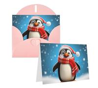 Blank Greetings Card 4'' X 6'' With Envelopes, Christmas Funny Penguin Thank You Cards Note Cards Pink All Occasion Cards For Christmas Holidays Birthday Graduation Anniversaries