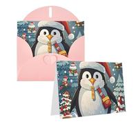 Blank Greetings Card 4'' X 6'' With Envelopes, Christmas Funny Penguin Thank You Cards Note Cards Pink All Occasion Cards For Christmas Holidays Birthday Graduation Anniversaries