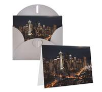 Blank Greetings Card 4'' X 6'' With Envelopes, City Seattle Thank You Cards Note Cards Gray All Occasion Cards For Christmas Holidays Birthday Graduation Anniversaries