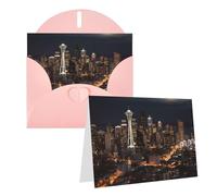 Blank Greetings Card 4'' X 6'' With Envelopes, City Seattle Thank You Cards Note Cards Pink All Occasion Cards For Christmas Holidays Birthday Graduation Anniversaries