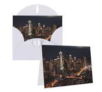 Blank Greetings Card 4'' X 6'' With Envelopes, City Seattle Thank You Cards Note Cards White All Occasion Cards For Christmas Holidays Birthday Graduation Anniversaries
