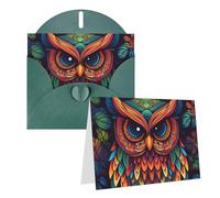 Blank Greetings Card 4'' X 6'' With Envelopes, Color Owl Pattern Thank You Cards Note Cards Dark Green All Occasion Cards For Christmas Holidays Birthday Graduation Anniversaries