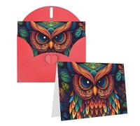 Blank Greetings Card 4'' X 6'' With Envelopes, Color Owl Pattern Thank You Cards Note Cards Red All Occasion Cards For Christmas Holidays Birthday Graduation Anniversaries