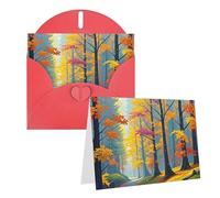 Blank Greetings Card 4'' X 6'' With Envelopes, Colorful Autumn Morning Thank You Cards Note Cards Red All Occasion Cards For Christmas Holidays Birthday Graduation Anniversaries