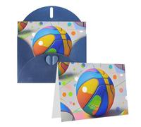 Blank Greetings Card 4'' X 6'' With Envelopes, Colorful Basketball Thank You Cards Note Cards Blue All Occasion Cards For Christmas Holidays Birthday Graduation Anniversaries