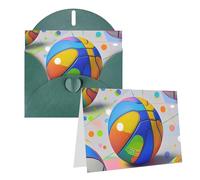 Blank Greetings Card 4'' X 6'' With Envelopes, Colorful Basketball Thank You Cards Note Cards Dark Green All Occasion Cards For Christmas Holidays Birthday Graduation Anniversaries