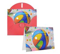 Blank Greetings Card 4'' X 6'' With Envelopes, Colorful Basketball Thank You Cards Note Cards Red All Occasion Cards For Christmas Holidays Birthday Graduation Anniversaries