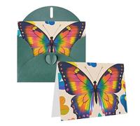 Blank Greetings Card 4'' X 6'' With Envelopes, Colorful Butterfly Thank You Cards Note Cards Dark Green All Occasion Cards For Christmas Holidays Birthday Graduation Anniversaries