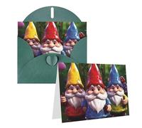 Blank Greetings Card 4'' X 6'' With Envelopes, Colorful Gnomes Thank You Cards Note Cards Dark Green All Occasion Cards For Christmas Holidays Birthday Graduation Anniversaries
