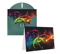 Blank Greetings Card 4'' X 6'' With Envelopes, Colorful Music Notes Thank You Cards Note Cards Dark Green All Occasion Cards For Christmas Holidays Birthday Graduation Anniversaries