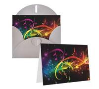 Blank Greetings Card 4'' X 6'' With Envelopes, Colorful Music Notes Thank You Cards Note Cards Gray All Occasion Cards For Christmas Holidays Birthday Graduation Anniversaries