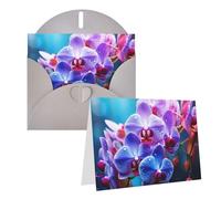 Blank Greetings Card 4'' X 6'' With Envelopes, Colorful Orchids Flower Thank You Cards Note Cards Gray All Occasion Cards For Christmas Holidays Birthday Graduation Anniversaries
