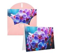 Blank Greetings Card 4'' X 6'' With Envelopes, Colorful Orchids Flower Thank You Cards Note Cards Pink All Occasion Cards For Christmas Holidays Birthday Graduation Anniversaries