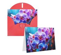 Blank Greetings Card 4'' X 6'' With Envelopes, Colorful Orchids Flower Thank You Cards Note Cards Red All Occasion Cards For Christmas Holidays Birthday Graduation Anniversaries
