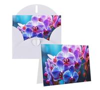 Blank Greetings Card 4'' X 6'' With Envelopes, Colorful Orchids Flower Thank You Cards Note Cards White All Occasion Cards For Christmas Holidays Birthday Graduation Anniversaries