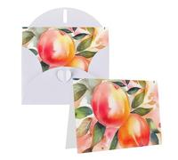 Blank Greetings Card 4'' X 6'' With Envelopes, Colorful Peach Watercolor Design Thank You Cards Note Cards White All Occasion Cards For Christmas Holidays Birthday Graduation Anniversaries