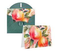 Blank Greetings Card 4'' X 6'' With Envelopes, Colorful Peach Watercolor Design Thank You Cards Note Cards Dark Green All Occasion Cards For Christmas Holidays Birthday Graduation Anniversaries