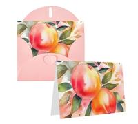 Blank Greetings Card 4'' X 6'' With Envelopes, Colorful Peach Watercolor Design Thank You Cards Note Cards Pink All Occasion Cards For Christmas Holidays Birthday Graduation Anniversaries