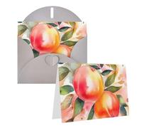 Blank Greetings Card 4'' X 6'' With Envelopes, Colorful Peach Watercolor Design Thank You Cards Note Cards Gray All Occasion Cards For Christmas Holidays Birthday Graduation Anniversaries