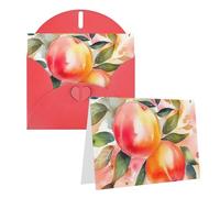 Blank Greetings Card 4'' X 6'' With Envelopes, Colorful Peach Watercolor Design Thank You Cards Note Cards Red All Occasion Cards For Christmas Holidays Birthday Graduation Anniversaries
