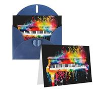Blank Greetings Card 4'' X 6'' With Envelopes, Colorful Piano Keyboard Music Note Thank You Cards Note Cards Blue All Occasion Cards For Christmas Holidays Birthday Graduation Anniversaries