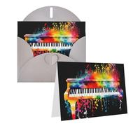 Blank Greetings Card 4'' X 6'' With Envelopes, Colorful Piano Keyboard Music Note Thank You Cards Note Cards Gray All Occasion Cards For Christmas Holidays Birthday Graduation Anniversaries