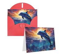Blank Greetings Card 4'' X 6'' With Envelopes, Colorful Starry Sky Ocean Dolphin Thank You Cards Note Cards Red All Occasion Cards For Christmas Holidays Birthday Graduation Anniversaries