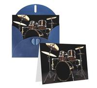 Blank Greetings Card 4'' X 6'' With Envelopes, Cool Drum Set Thank You Cards Note Cards Blue All Occasion Cards For Christmas Holidays Birthday Graduation Anniversaries