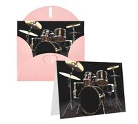 Blank Greetings Card 4'' X 6'' With Envelopes, Cool Drum Set Thank You Cards Note Cards Pink All Occasion Cards For Christmas Holidays Birthday Graduation Anniversaries