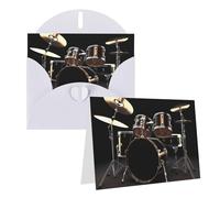 Blank Greetings Card 4'' X 6'' With Envelopes, Cool Drum Set Thank You Cards Note Cards White All Occasion Cards For Christmas Holidays Birthday Graduation Anniversaries