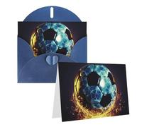 Blank Greetings Card 4'' X 6'' With Envelopes, Cool Soccer Ball Thank You Cards Note Cards Blue All Occasion Cards For Christmas Holidays Birthday Graduation Anniversaries