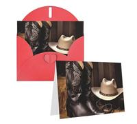 Blank Greetings Card 4'' X 6'' With Envelopes, Cowboy Black Hat Western Boots Thank You Cards Note Cards Red All Occasion Cards For Christmas Holidays Birthday Graduation Anniversaries