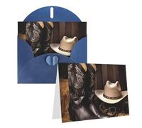 Blank Greetings Card 4'' X 6'' With Envelopes, Cowboy Black Hat Western Boots Thank You Cards Note Cards Blue All Occasion Cards For Christmas Holidays Birthday Graduation Anniversaries