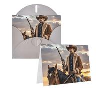 Blank Greetings Card 4'' X 6'' With Envelopes, Cowboy West Thank You Cards Note Cards Gray All Occasion Cards For Christmas Holidays Birthday Graduation Anniversaries