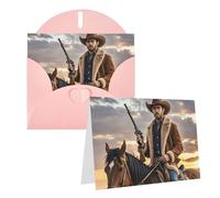 Blank Greetings Card 4'' X 6'' With Envelopes, Cowboy West Thank You Cards Note Cards Pink All Occasion Cards For Christmas Holidays Birthday Graduation Anniversaries