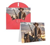 Blank Greetings Card 4'' X 6'' With Envelopes, Cowboy West Thank You Cards Note Cards Red All Occasion Cards For Christmas Holidays Birthday Graduation Anniversaries