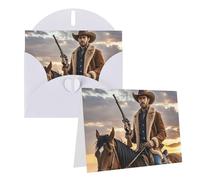 Blank Greetings Card 4'' X 6'' With Envelopes, Cowboy West Thank You Cards Note Cards White All Occasion Cards For Christmas Holidays Birthday Graduation Anniversaries