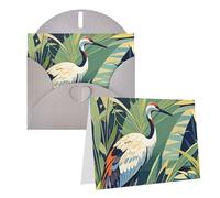 Blank Greetings Card 4'' X 6'' With Envelopes, Crane Bird Wild Plants Thank You Cards Note Cards Gray All Occasion Cards For Christmas Holidays Birthday Graduation Anniversaries