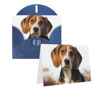 Blank Greetings Card 4'' X 6'' With Envelopes, Cute Beagle Dog Thank You Cards Note Cards Blue All Occasion Cards For Christmas Holidays Birthday Graduation Anniversaries