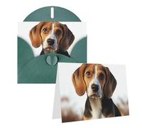 Blank Greetings Card 4'' X 6'' With Envelopes, Cute Beagle Dog Thank You Cards Note Cards Dark Green All Occasion Cards For Christmas Holidays Birthday Graduation Anniversaries