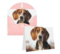 Blank Greetings Card 4'' X 6'' With Envelopes, Cute Beagle Dog Thank You Cards Note Cards Pink All Occasion Cards For Christmas Holidays Birthday Graduation Anniversaries