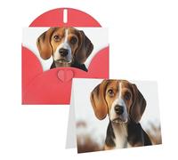 Blank Greetings Card 4'' X 6'' With Envelopes, Cute Beagle Dog Thank You Cards Note Cards Red All Occasion Cards For Christmas Holidays Birthday Graduation Anniversaries